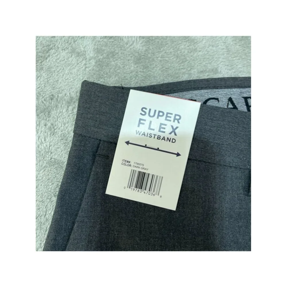 NWT Haggar Men's Pants 34x34 Dark Gray Flex Slim-Straight Dress Pants